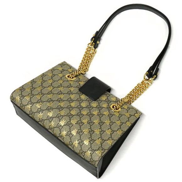 Gucci Padlock GG Small Leather Chain Shoulder Bag Bee Beige Black - Picture 4 of 8